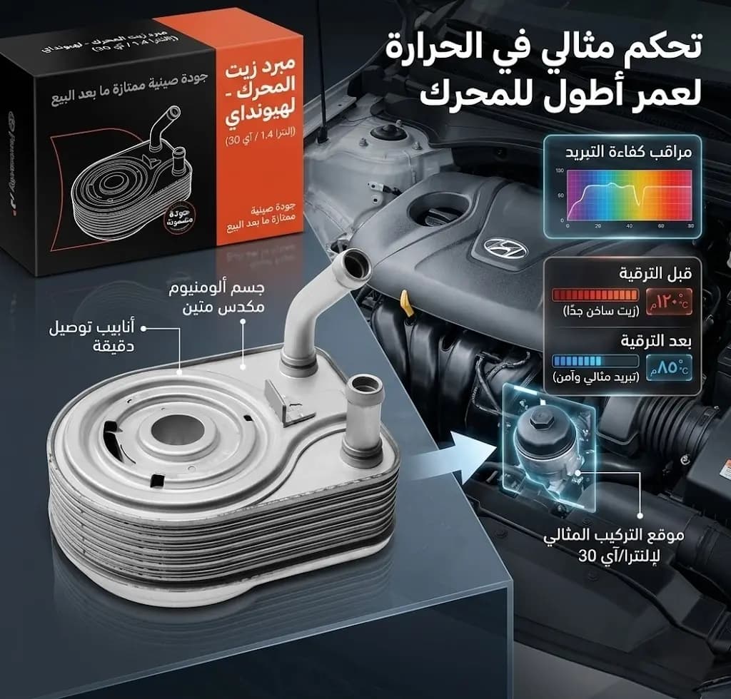مبرد زيت النترا 1.4 + I30 صيني | Engine Oil Cooler Elantra 1.4 + I30 Chinese