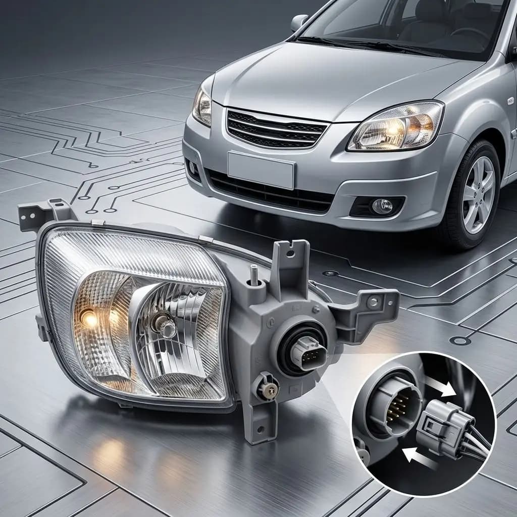 ضوء أمامي كيا ريو 2010 مع سوك صيني / Kia Rio 2010 Headlight with Chinese Socket