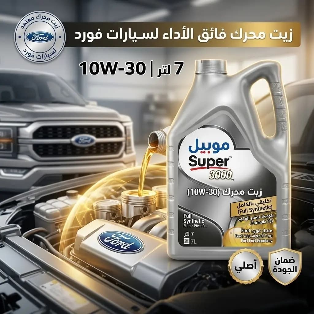 زيت موبيل سوبر 3000 (10/30) 7 لتر فورد / Mobil Super 3000 (10/30) 7L Ford