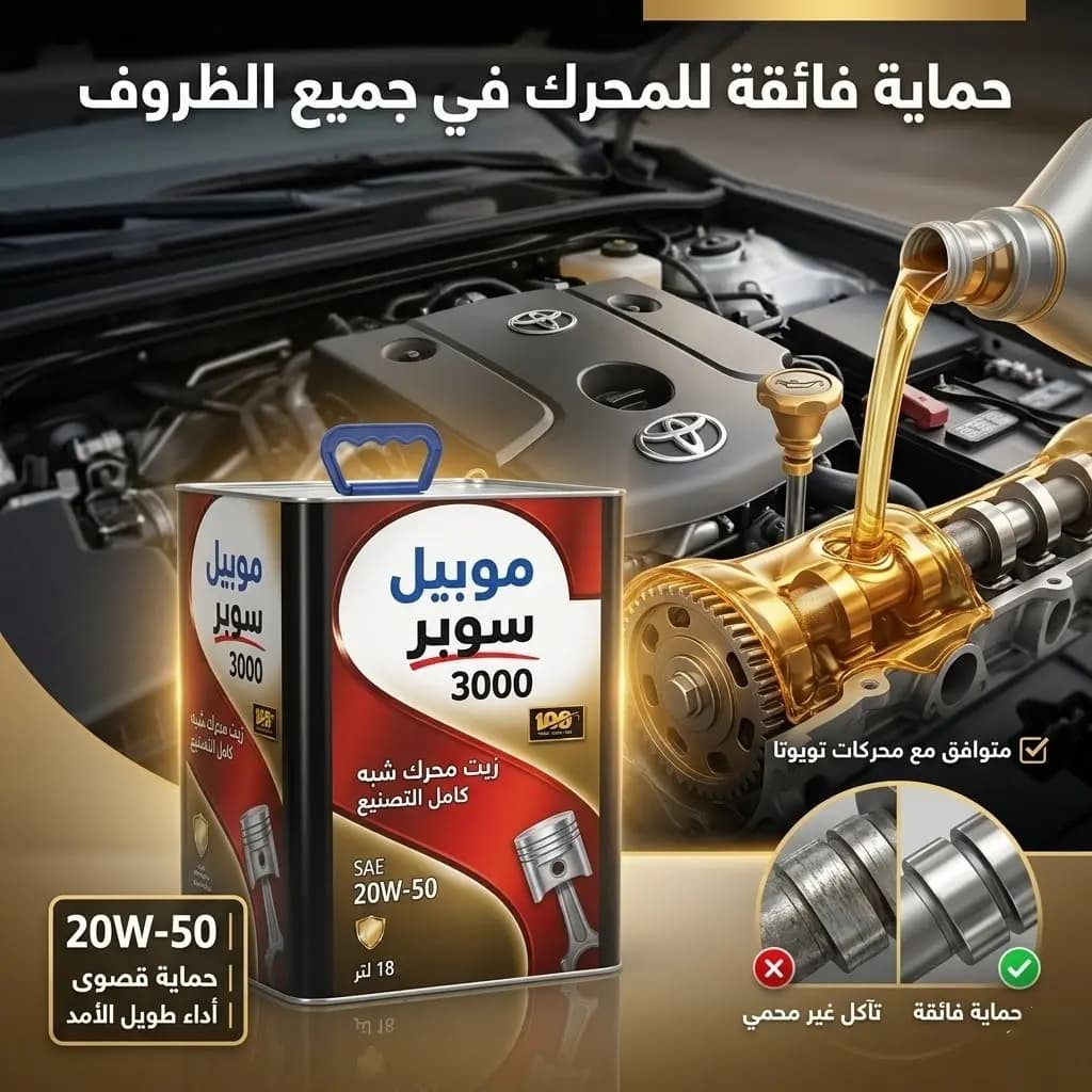 زيت موبيل سوبر 3000 (20W-50) 18 لتر - تويوتا/ Toyota - Mobil Super 3000 (20W-50)