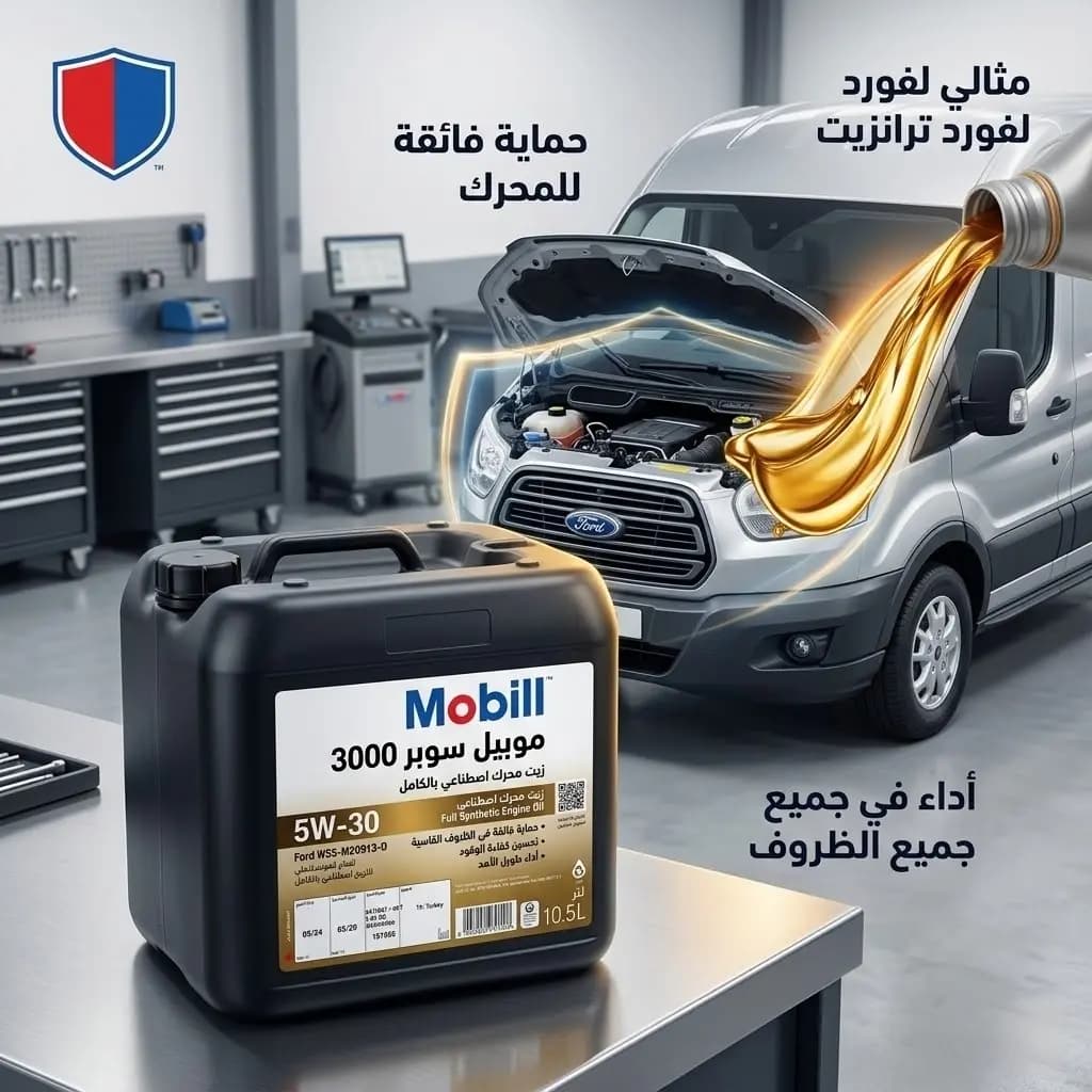زيت موبيل سوبر 3000 5W-30) 10.5) لتر لفورد ترانزيت / Mobil Super 3000 (5W-30)