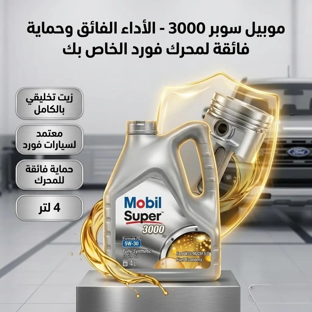 زيت موبيل سوبر 3000 (5W-30) 4 لتر فورد / Ford Mobil Super 3000 (5W-30) 4L Ford