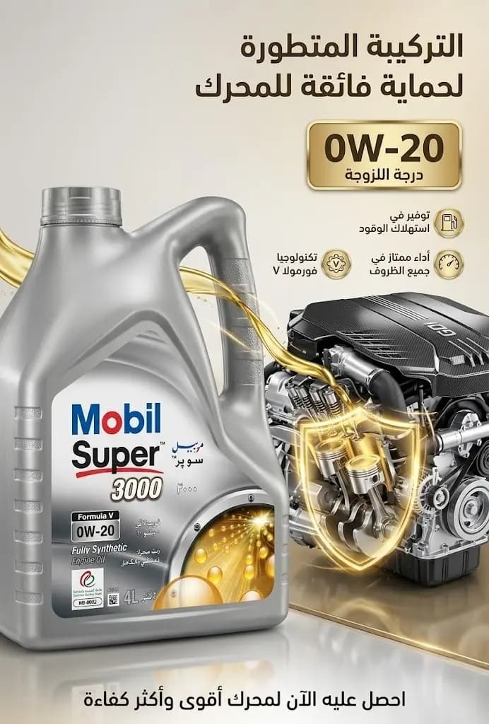 زيت موبيل سوبر 3000 فورمولا V (0W-20) 4 لتر / Mobil Super 3000 Formula V (0W-20)